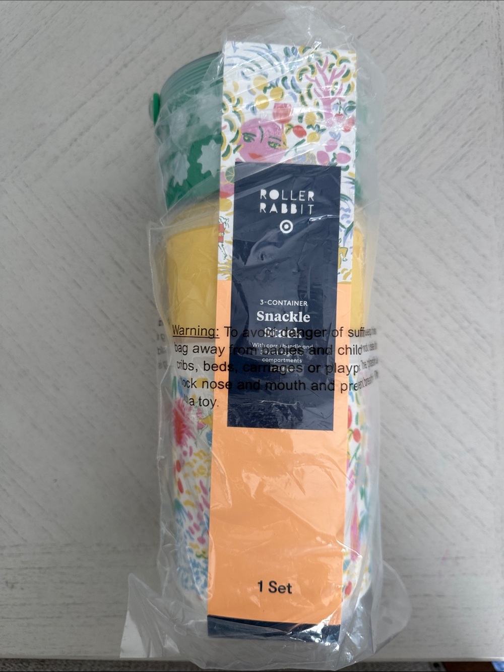 Roller Rabbit Floral Snackle 3-Container Set - Yellow & Green
